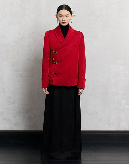 HECO Loose Butterfly Dark Grain Jacquard Thick Jacket - essie.