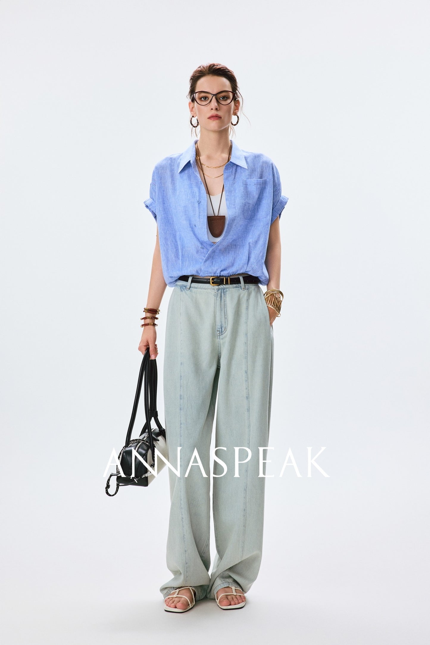 ANNASPEAK fashionable  cotton loose jeans-CHISA.