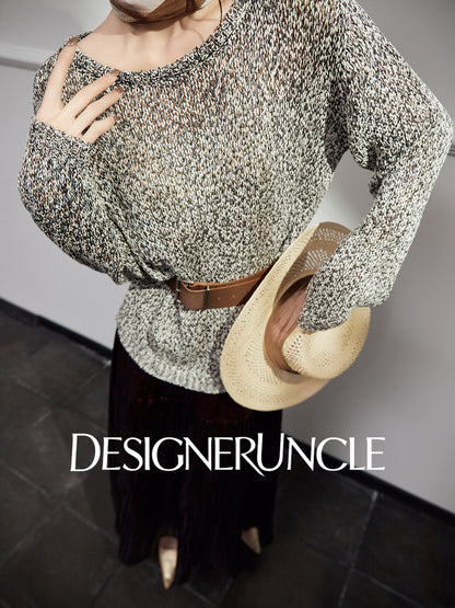 DGU |Flower Gray Knitted New Loose Lazy Style Light Luxury Niche Design Pullover - CHANT.