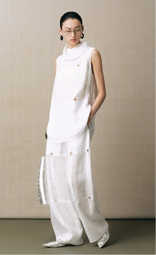 ZHUCHONGYUN  loose light casual wide-leg pants and turtle neck top-KAMADO.