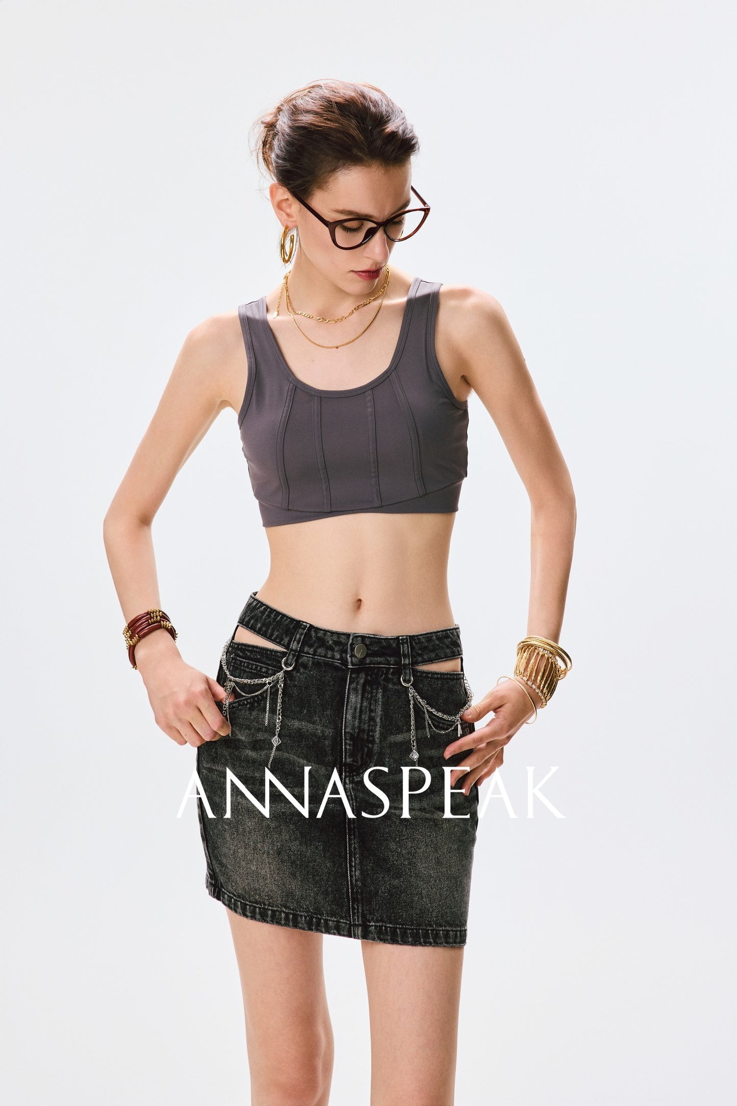 ANNASPEAK  Chest pad nude sports vest -AINA.