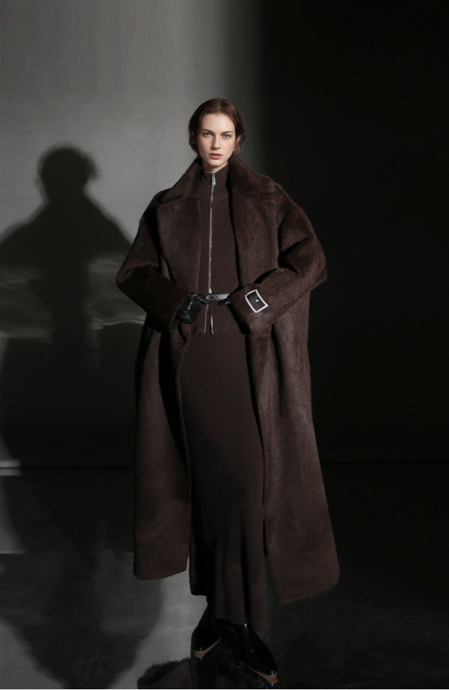 PIAOIN Luxury Peruvian Suli Alpaca Coat Women's Cocoon Double-sided Fur Coat -OMAN