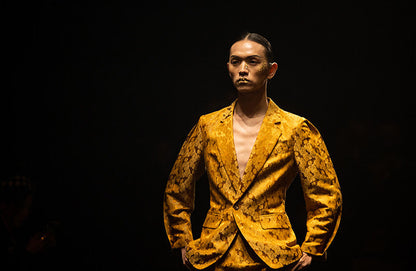 TUYUE Gold Carved Silk × Linen Waist Suit- JENNIFER.