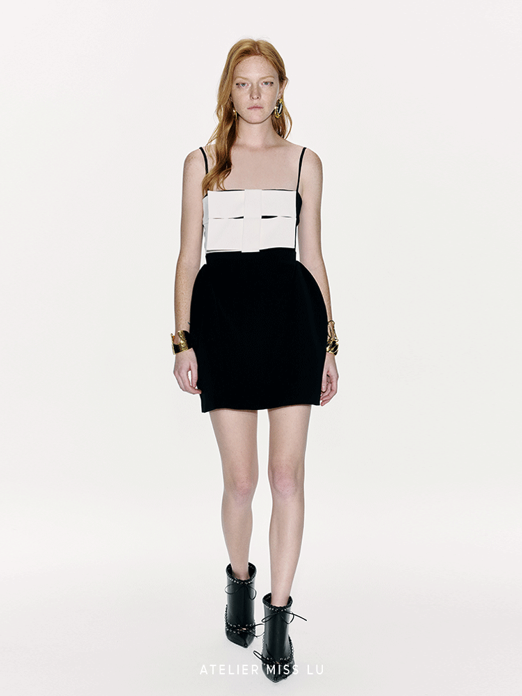 ATELIER MISS LU Geometric Ribbon Stitch Slip Dress - MIGHT.