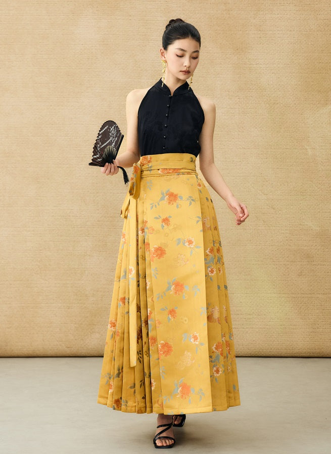 HECO Jacquard Horse Face Pleated Maxi Skirt  - COARSE.