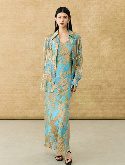 HECO Chinese National Style Burning Flower Slightly Transparent shirt- STROK.