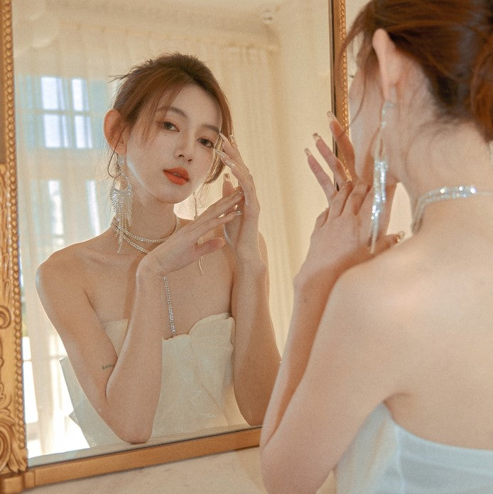 DOLLY High End Rhinestone Tassel Clip Earring-ARIA