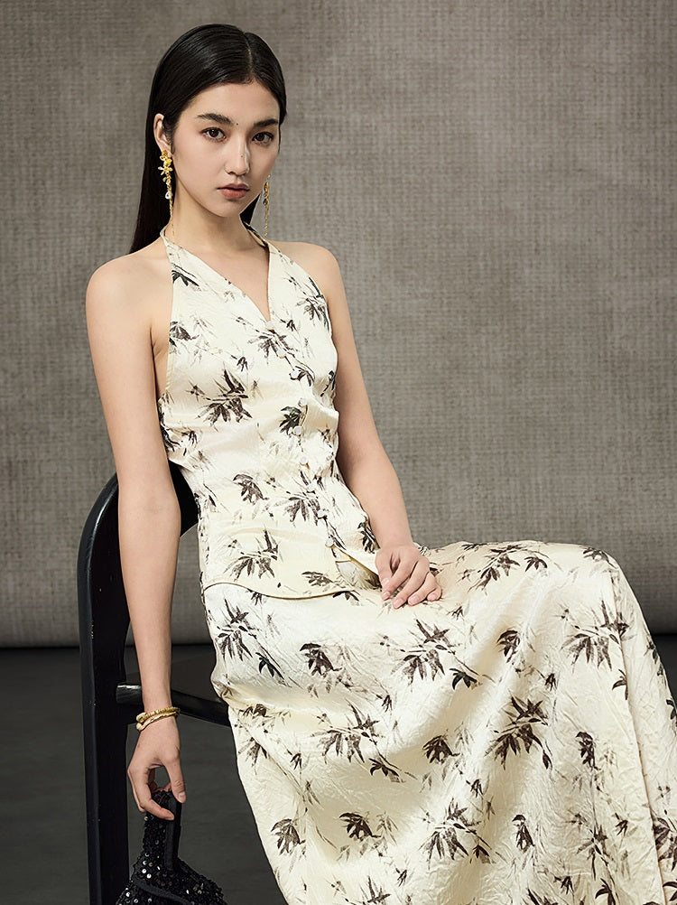 HECO Bamboo Leaf Halterneck Sleeveless Vest - FRONT.