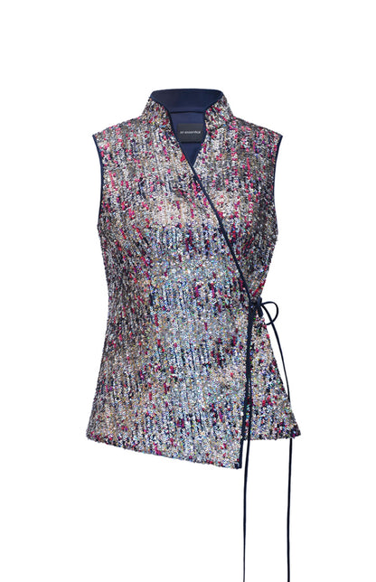 M essential Ma Kai designer Yao Ye embroidered fabric slim side vest - LAPT.