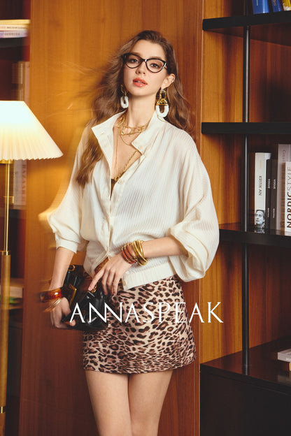 ANNASPEAK Lightweight and breathable silk Viscose  stand-up collar shirt-HUGH.