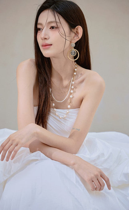 DOLLY Elegant White Tube Top Long Puffy High Waist Wedding Dress-GRACE  (V)