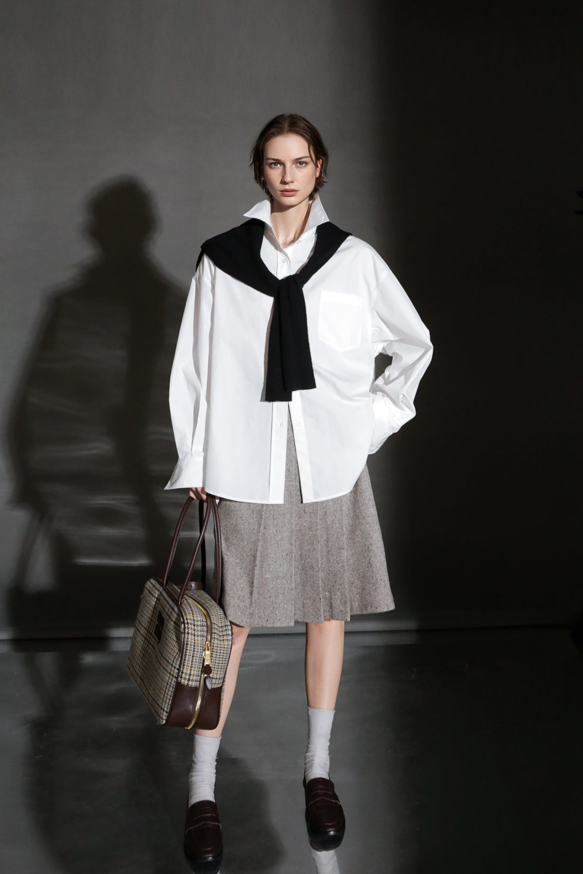 PIAOIN vintage woolen pleated premium skirt-LUCY