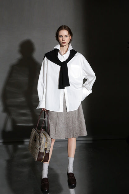 PIAOIN vintage woolen pleated premium skirt-LUCY