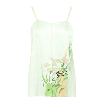 ZHUCHONGYUN flower draft lace-up mulberry silk suspender top-KAZUNARI.