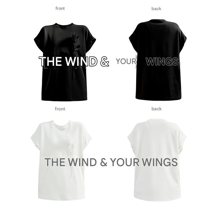 LE VENT&TES AILES  handmade Lush 100 cotton 3d flower short-sleeved top-Lyra