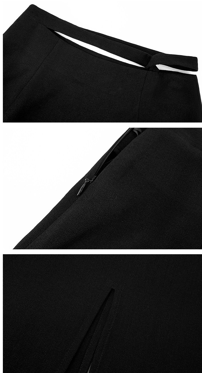 HECO Chinese hollow twisted summer simple commuter straight slit skirt - SWUM.