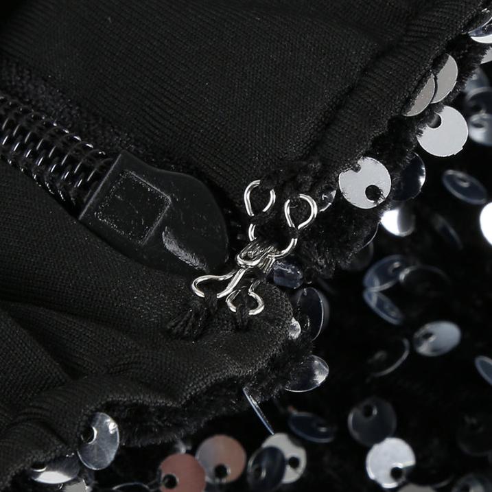 DOLLY Luxury Black Sleeveless Sequin Mesh Ribbon Birthday Dress-CARAMEL