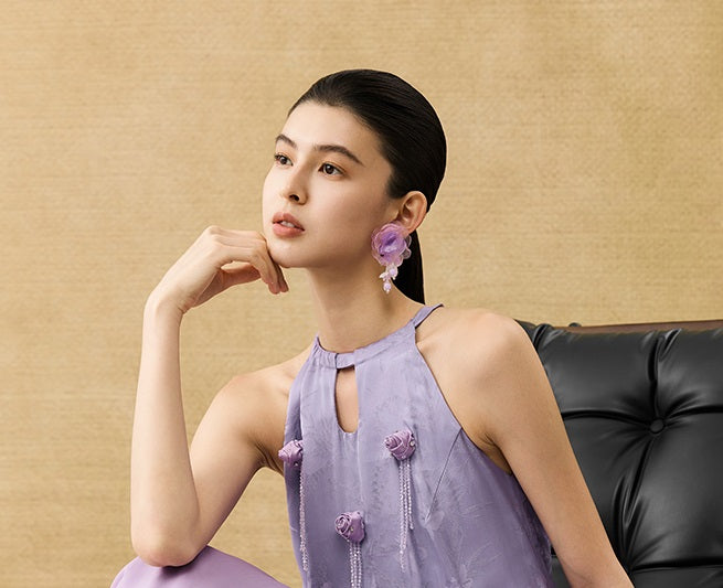 HECO Chinese Handmade Rose Fake Two-Piece Dress  - WORK.