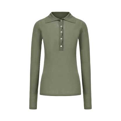 ATELIER MISS LU  spring/summer vintage long sleeves ice feeling knit top - RAIN