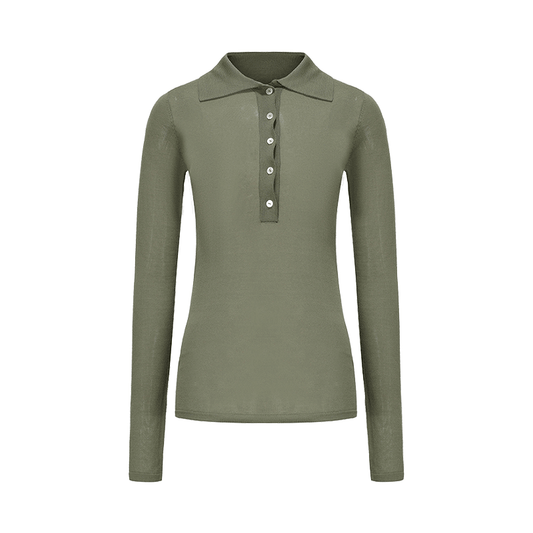 ATELIER MISS LU  spring/summer vintage long sleeves ice feeling knit top - RAIN