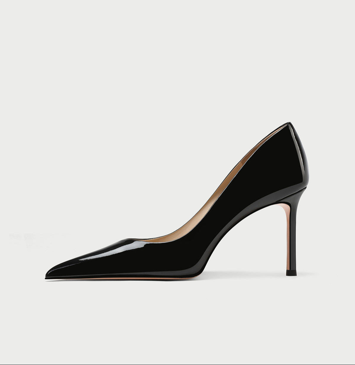 Pjjuu Black Patent Leather Pointed Toe Stiletto Pumps - Daniel Patent