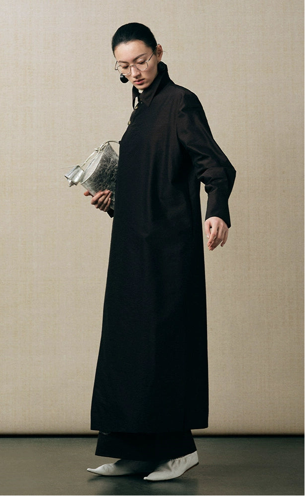 ZHUCHONGYUN Chinese oriental bias shirt collar wool top-YATA.