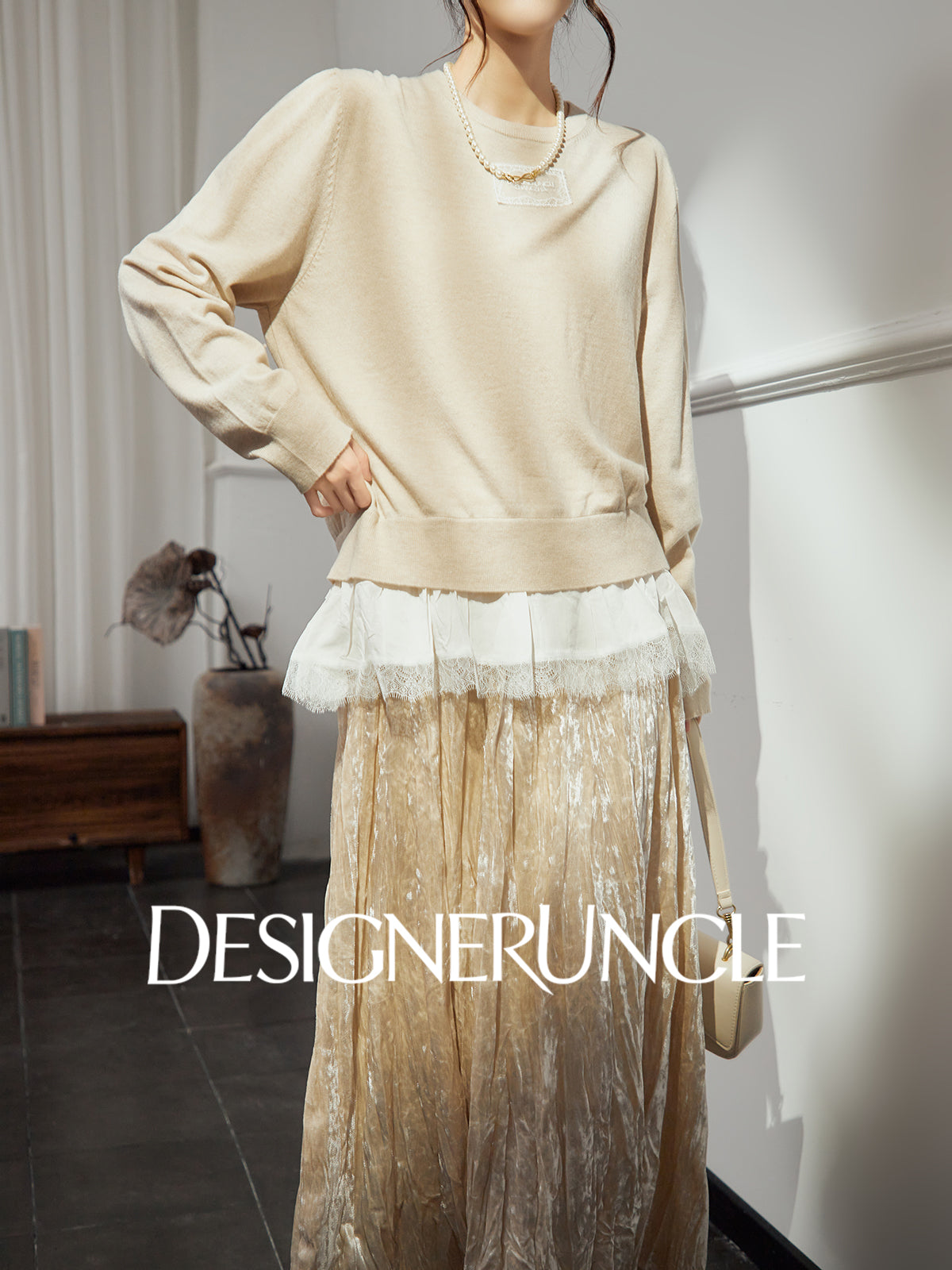 DGU "Mu Qian" knitted sweater women's new autumn crew neck top - Felicia.