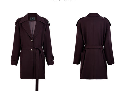 AUI Mocha Mousse Suit Collar Trench Coat Jacket - Hana!