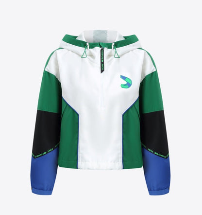 COMME MOI short contrasting patchwork hooded sports top - PENLOPE.