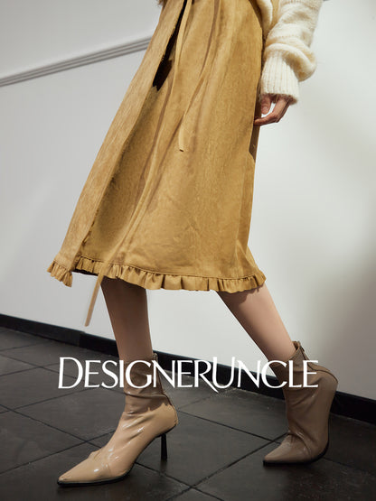 DGU "Golden Diamond" khaki high-waisted slimming commuting high-end skirt - Stephania.