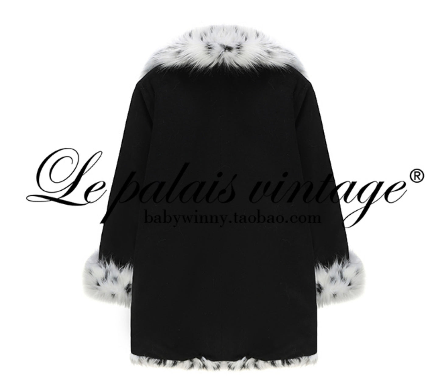 Le Palais Vintage  Black and White Dot Silhouette Fur Coats -DOE