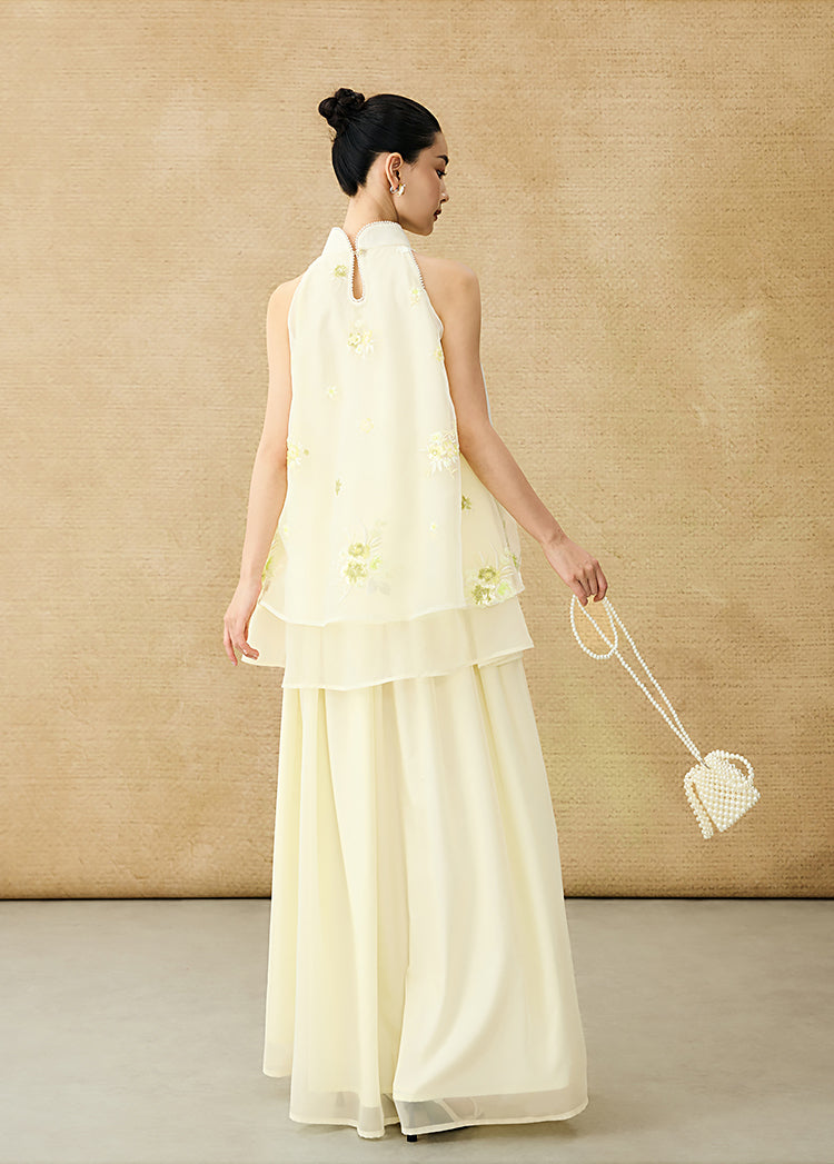 HECO Chinese Pearl Edge Embroidered Sleeveless Tulle Vest - IDEM.