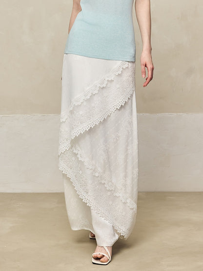 HECO Acetate Lace Drape A-line Long Skirt - EAGLE.
