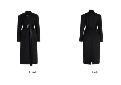TINY IN  long black woolen coat-DADA