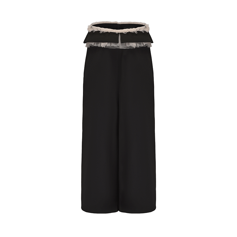 ATELIER MISS LU Waist Tulle Panel Design Wide Leg Pants - ARINA