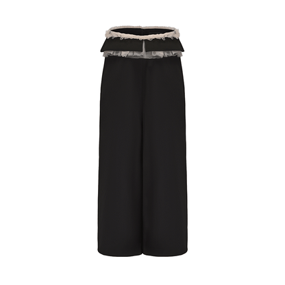ATELIER MISS LU Waist Tulle Panel Design Wide Leg Pants - ARINA