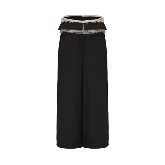 ATELIER MISS LU Waist Tulle Panel Design Wide Leg Pants - ARINA