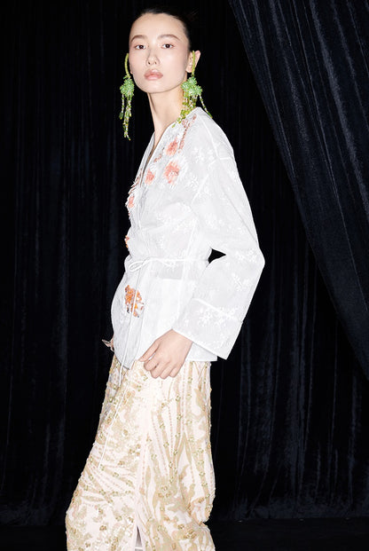 M essential Ma Kai designer Jinghui embroidered fabric upright structure long skirt - WINDA.