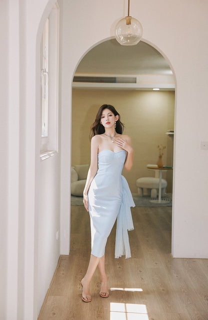 DOLLY Elegant Sleeveless Off Shoulder Backless Knitted Dinner Dress-URIEL