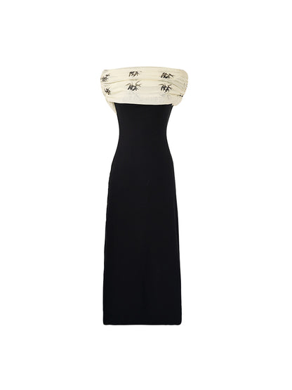 HECO Pleated One-Shoulder Bardot Temperament Midi Dress  - BELIEVE.