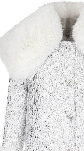 Wardrobes By Chen Elegant White Long Sleeve Medium Fur Coat-Nelo
