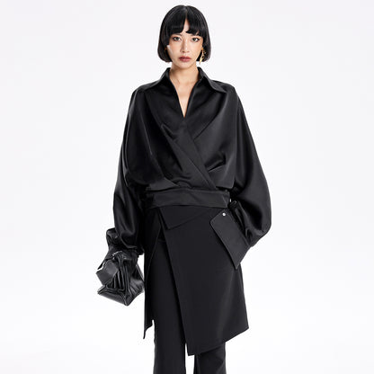 TINY IN v-neck dolman sleeve satin casual top -GAG