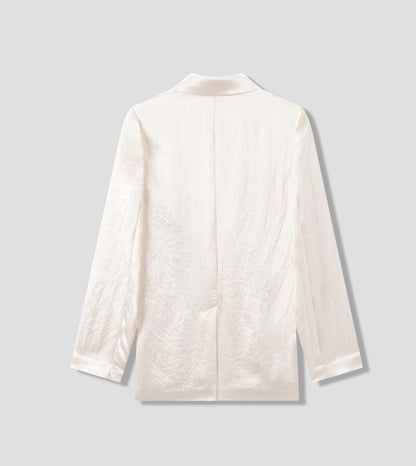 COMME MOI Lv Yan designer summer women's acetate luster commuter straight suit - WILLOW .