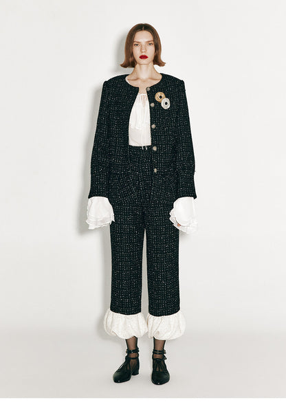 ATELIER MISS LU Fall/Winter Sequin Bud Hem Straight-leg Pants - HEAVEN
