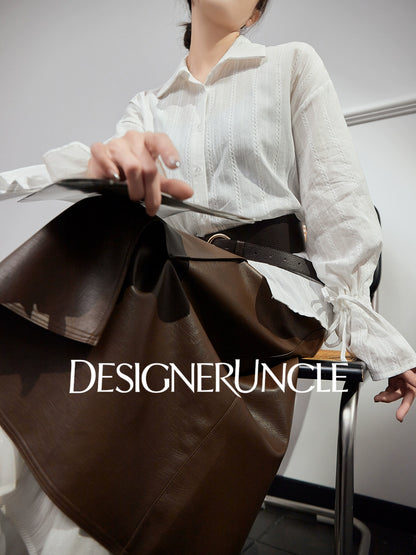 DGU "Hibiscus" white new design loose commuting versatile slimming top - ARCANE.