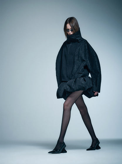 ANNAKIKI Loose Niche Designer Stand Collar Curved Sleeve Jacket-TAKUMI