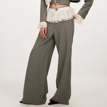 FAME Embroidered Trim Casual Straight Wide-leg Pants - LINNEA.