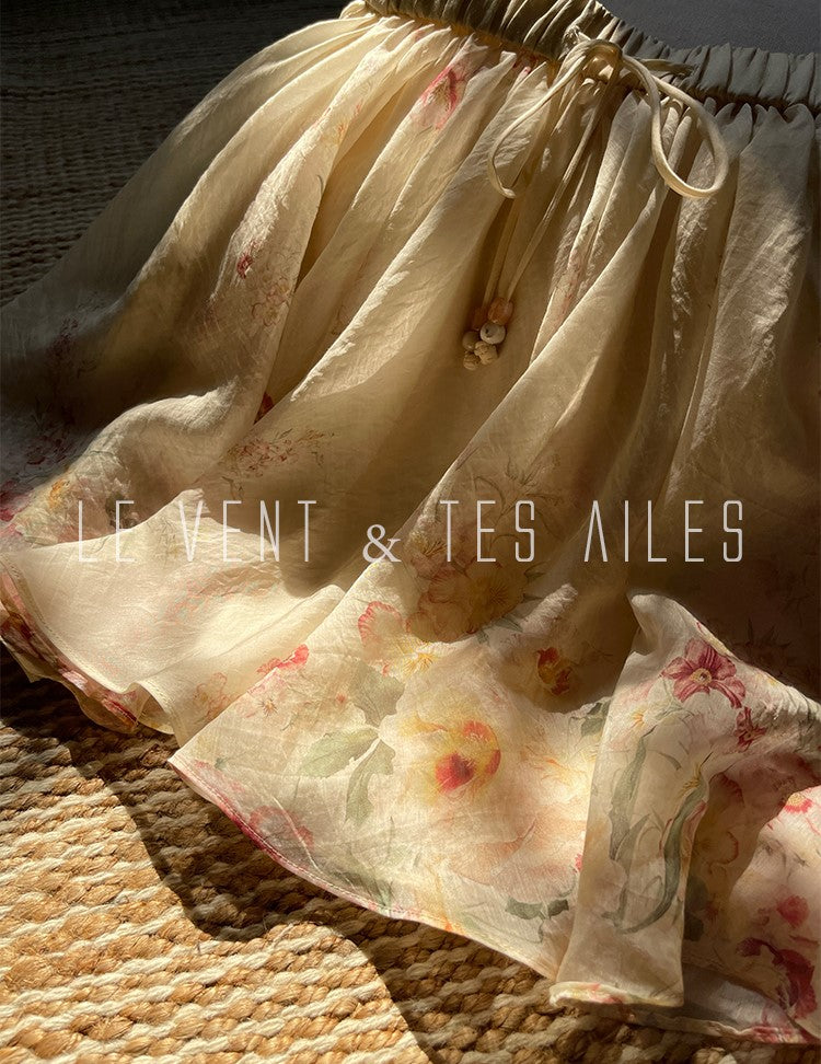 LE VENT&TES AILES Floral-print off shoulder top Skirt trousers set-RINA.