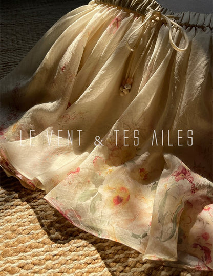 LE VENT&TES AILES Floral-print off shoulder top Skirt trousers set-RINA.
