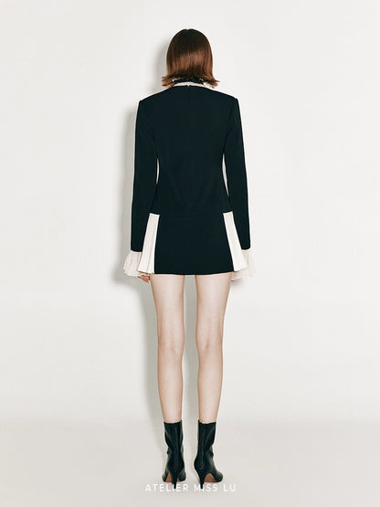 ATELIER MISS LU Fall/Winter pleated panel low-waisted long-sleeved dress - ALPHA